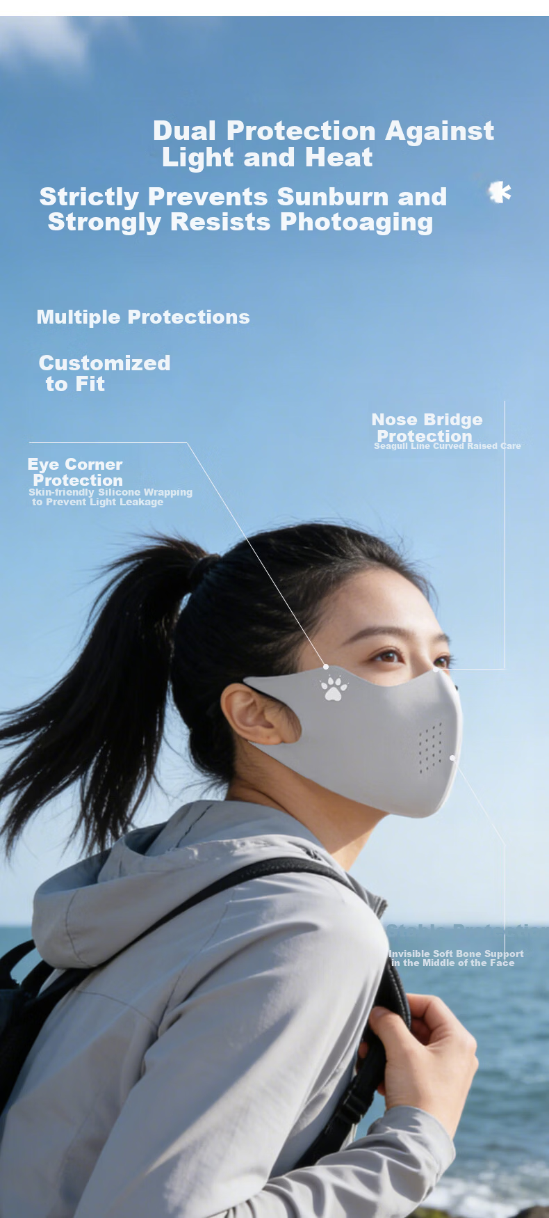 KELME Black UV Protection Face Mask for Women, High-Value Anti-Sunburn Eye Protection, Slimming Ice Silk Cooling Summer Face Cover 5