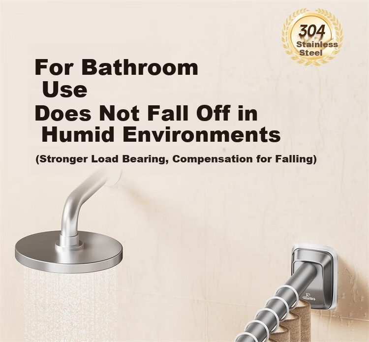 Submarine No-Drill Telescopic Clothes Drying Rod Shower Curtain Rod 304 Stainless Steel Balcony Wardrobe Clothes Rack Support 70-120cm 10