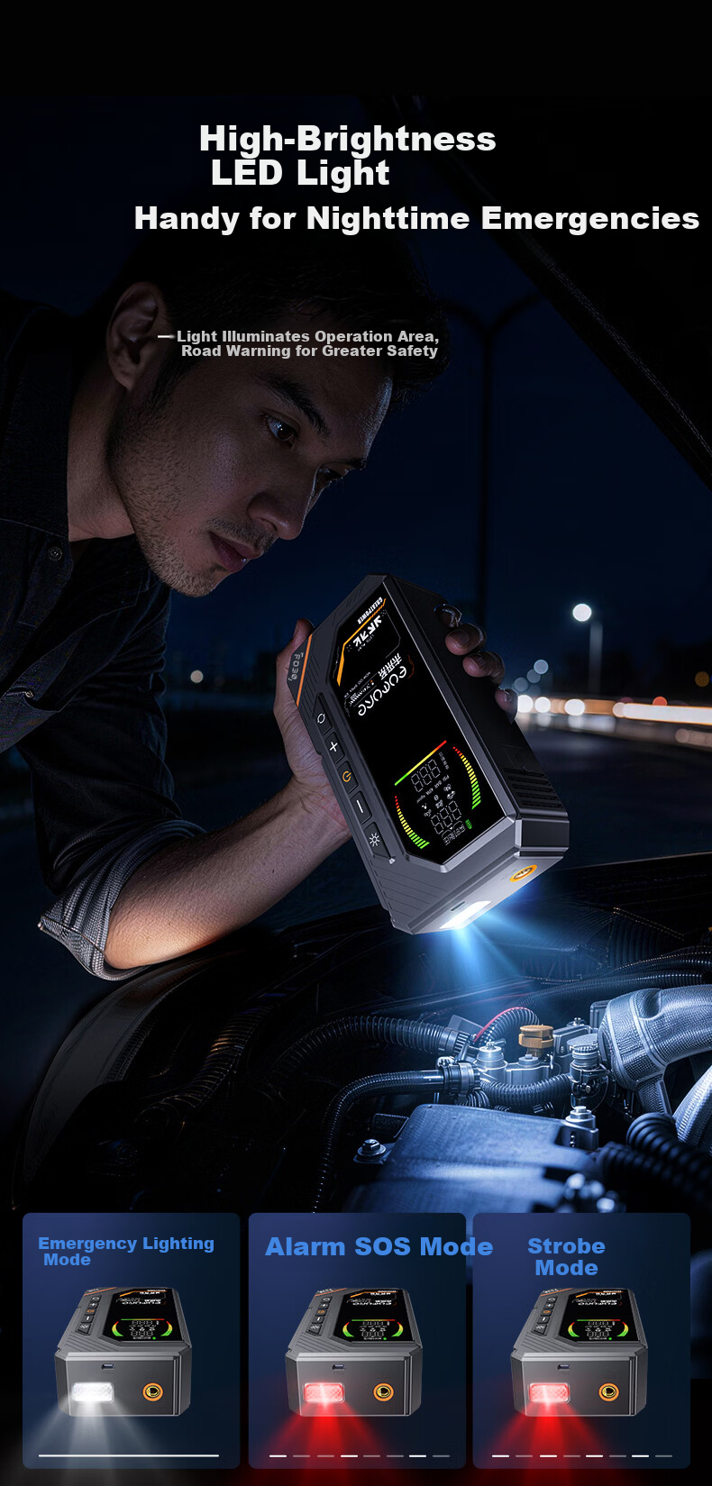Future Series Emergency Jump Starter and Inflator All-in-One Car Air Pump Vehicle Portable Power Bank Battery Charger Outdoor Rescue 7