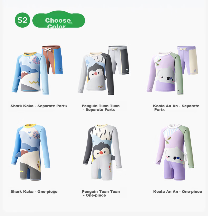 Kocotree KK Tree Kids Swimsuit Original Yarn UV Protection Cartoon Long Sleeve Swimwear Reinforced Back Anti-Sunburn 3