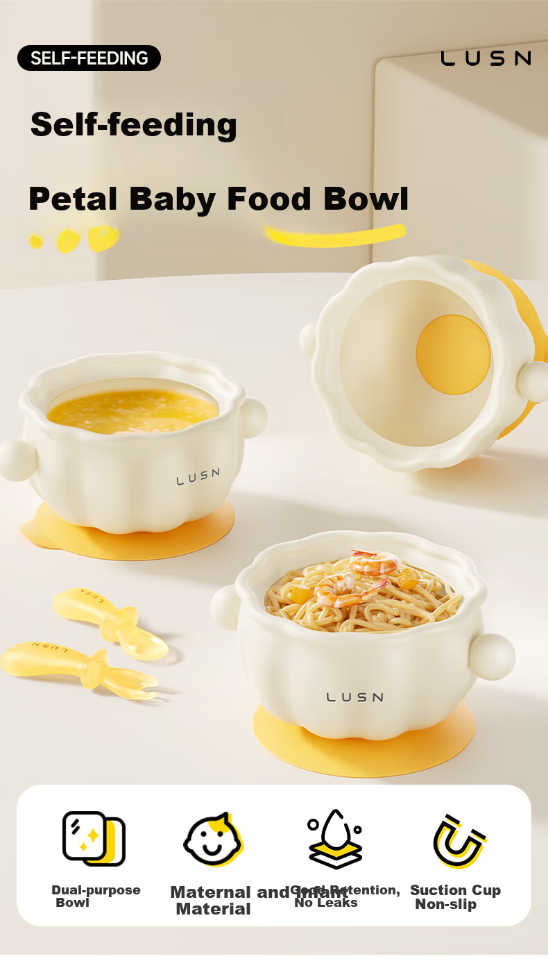 Rushan Baby Self-Feeding Training Spoon Set Toddler Tableware Curved Spoon with Lunch Box 1