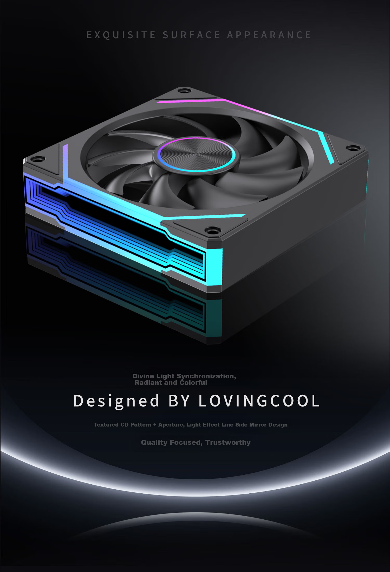 Rayleigh Prism 9 Ultra Desktop PC Case Cooler 12CM Black Fan True Blade Sync ARGB High Airflow CPU Water Cooling Smart Temperature Control PWM Silent 2