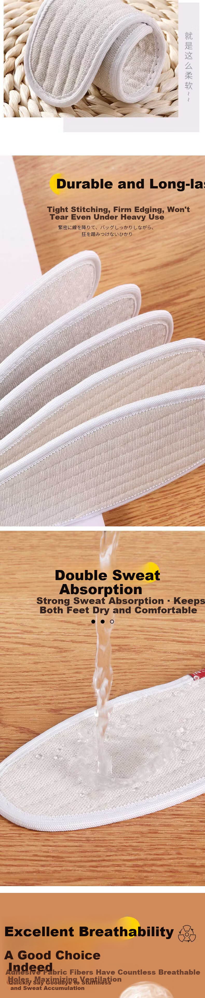 Footprint Tribe Size 37 1 Pair Cotton Linen Odor-Resistant Insoles Men's Sweat-Absorbing Breathable Deodorizing Summer Thin Leather Insoles for Women 3