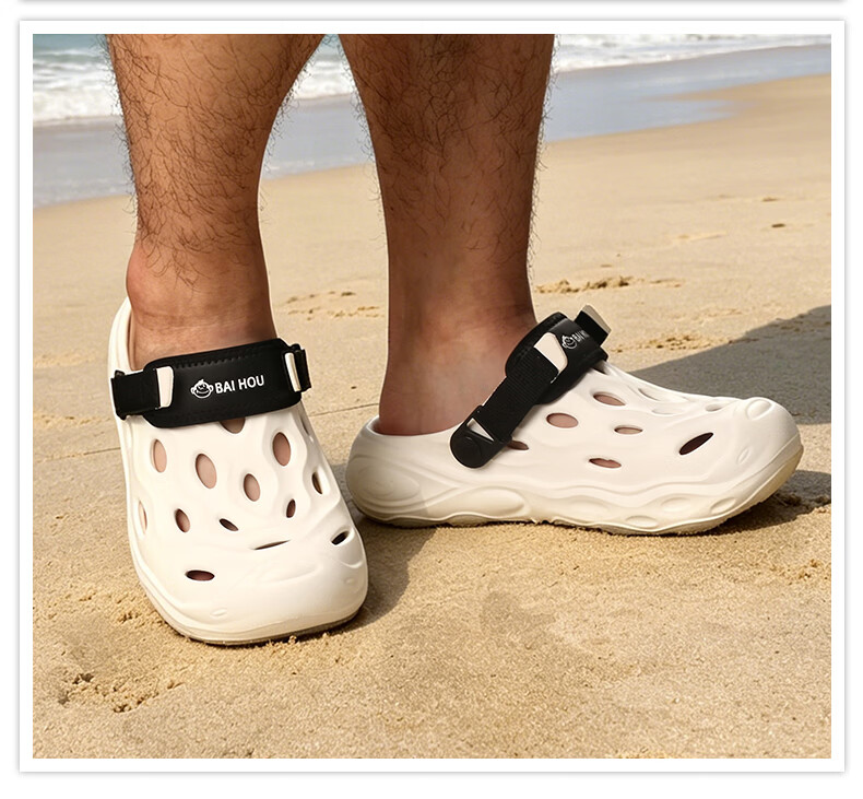 BAIHOU White Monkey Men's Summer Hollow Out Shoes Thick Sole Outdoor Sandals Men's Beach Shoes D-08 White Size 38-39 9