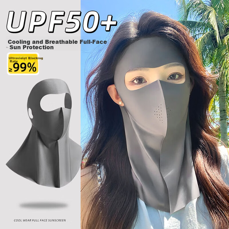 Dusenna Sunscreen Face Mask Unisex Ice Silk UV Protection 3D Sunshade Breathable Eye Protection for Running and Cycling