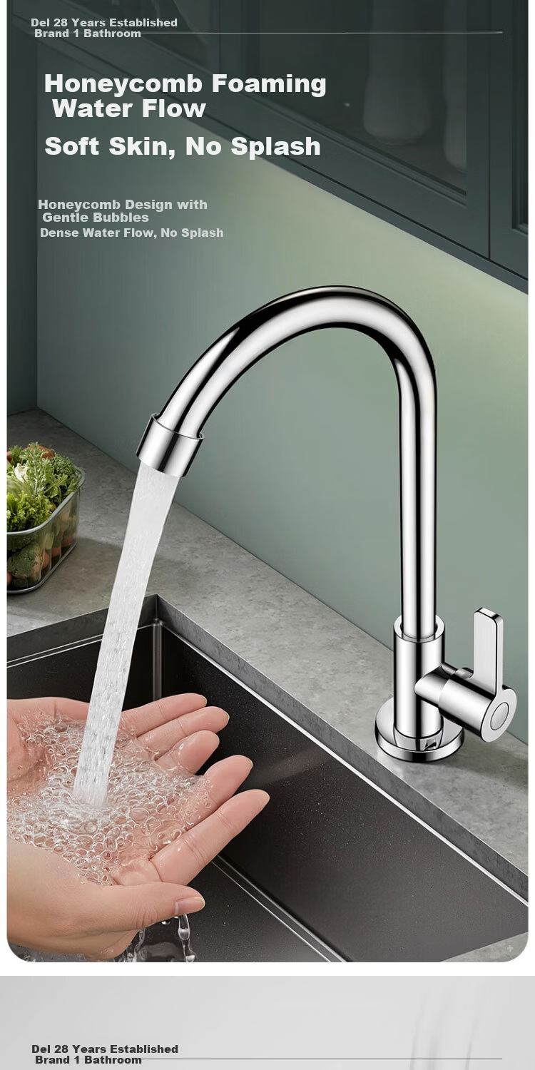 Delr [28 Years Brand] Stainless Steel Kitchen Faucet Single Cold 360° Rotation Sink CFLT-DL 9