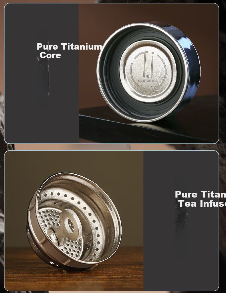 GEYA Antibacterial Titanium Double-Layer Glass Cup Men's Premium Glass Tea Cup Business Glass Water Cup Customizable 17