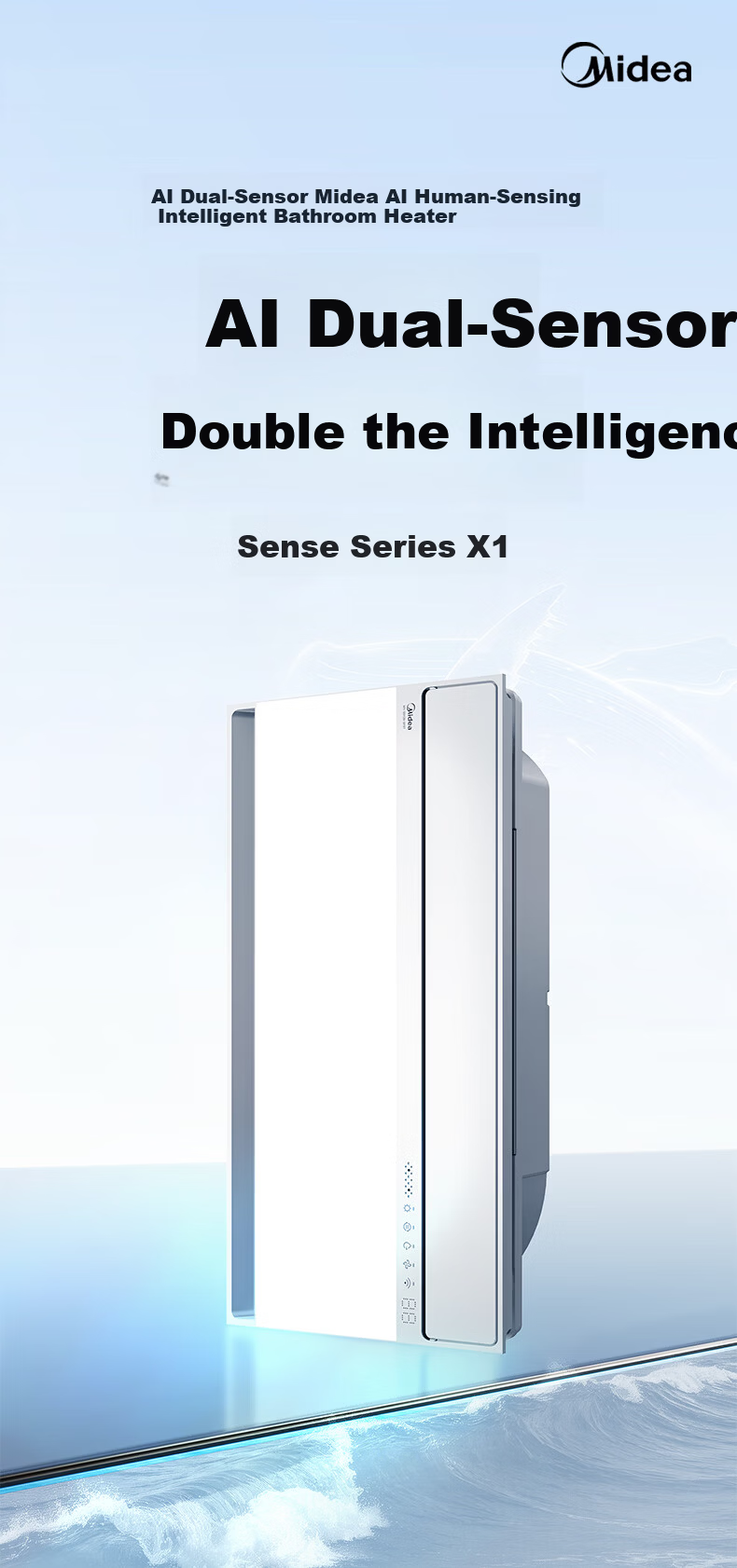 Midea JD Smart Bath Heater with Warm Air, Lighting, Ventilation, Integrated Bathroom Heater AI Human Sensor Sense X1 2