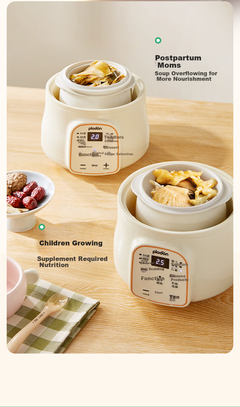 PLODON Upgraded Electric Stew Pot Baby Porridge and Rice Cooker Infant Micro-Pressure Stewing Pot with Steamer Basket 11