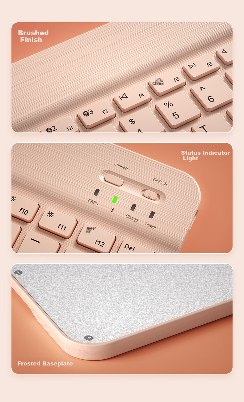 B.O.W Hangshi HB032-Y New Triple Bluetooth Keyboard for Android Apple Huawei Phones Typing Portable iPad Tablet Retro Green 10