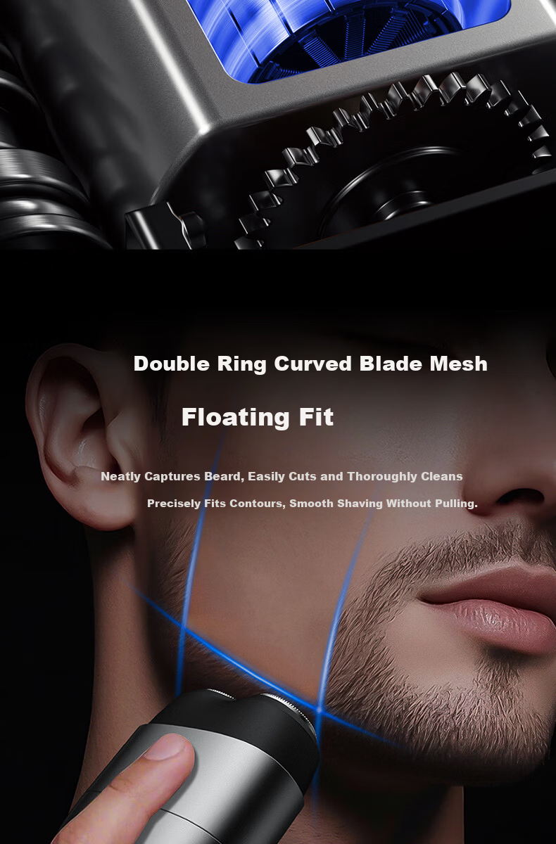 Honor Choice coocaa Men's Electric Shaver Portable Dual Rotary Blade Air Silver Birthday Gift for Boyfriend and Father 4