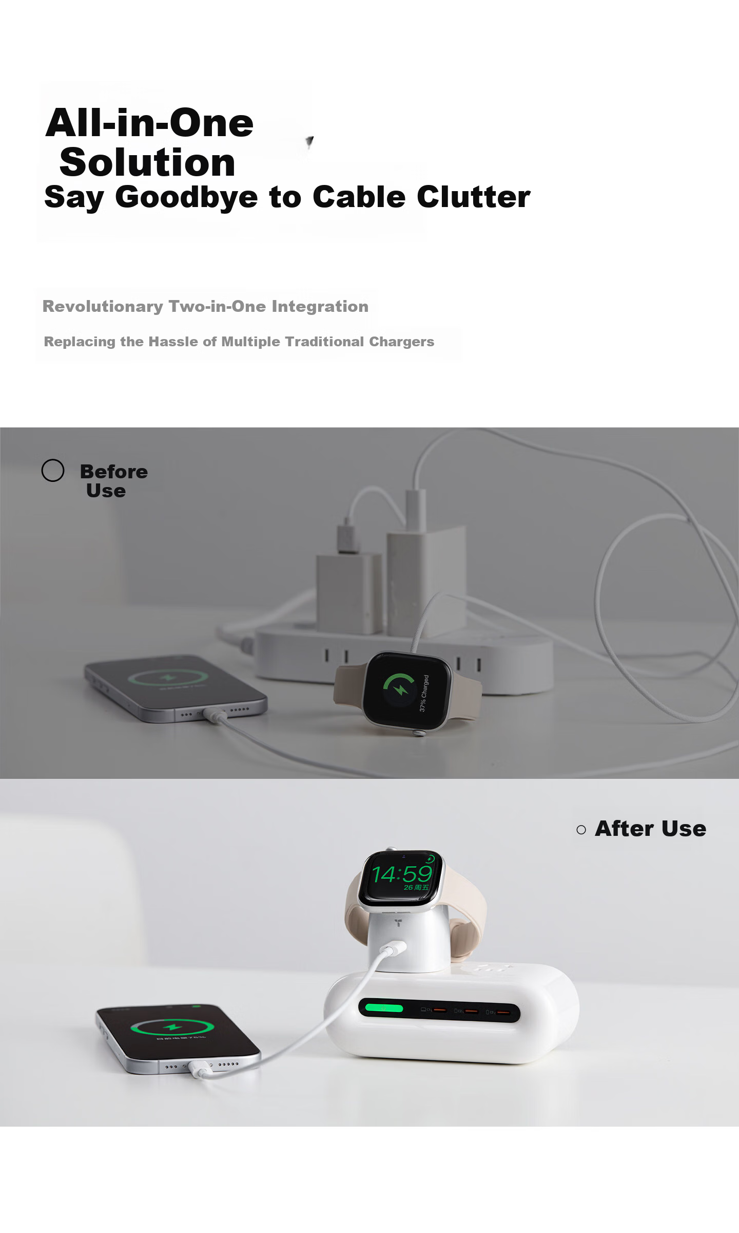Torras Apple Watch Charger 2026 New Model 2-in-1 Magnetic Charging Dock 45W Wireless S11 Charger Compatible with iPhone Portable 4