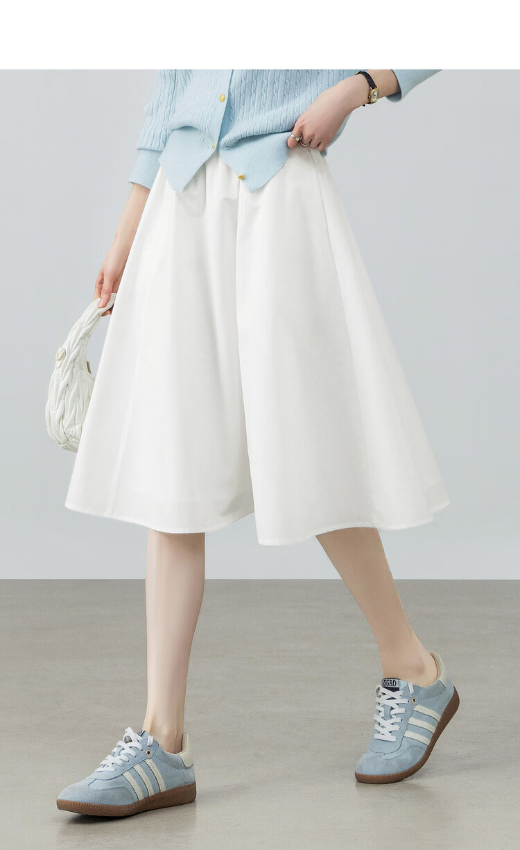 Shangdu Bila Pear-Shaped Slimming Casual Pleated A-Line Mid-Length Skirt for Women Spring Summer 6