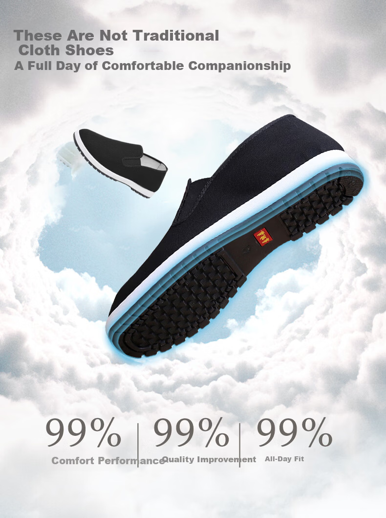 Yidisen Old Beijing Cloth Shoes Men Official Authentic High Elastic Soft Sole Mugwort Deodorant Wear-Resistant Non-Slip Work Shoes Black 41 4