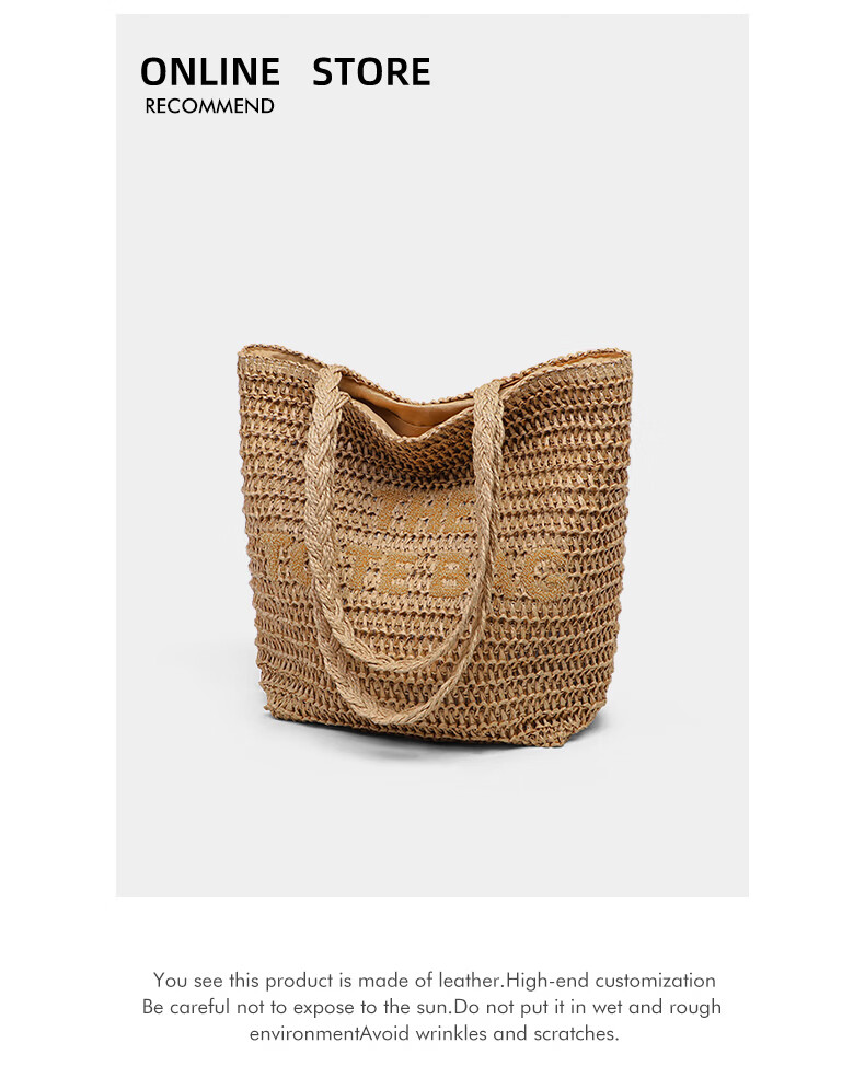 Love Sea Woven Bag Women's Straw Beach Large Capacity Tote Fashion Birthday Gift Premium Feel for Girlfriend Wife 7