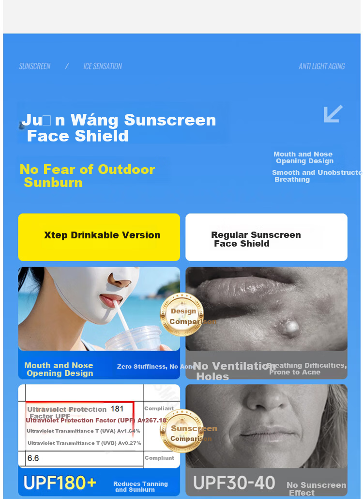 Dusenna Sunscreen Face Mask Unisex Ice Silk UV Protection 3D Sunshade Breathable Eye Protection for Running and Cycling 2