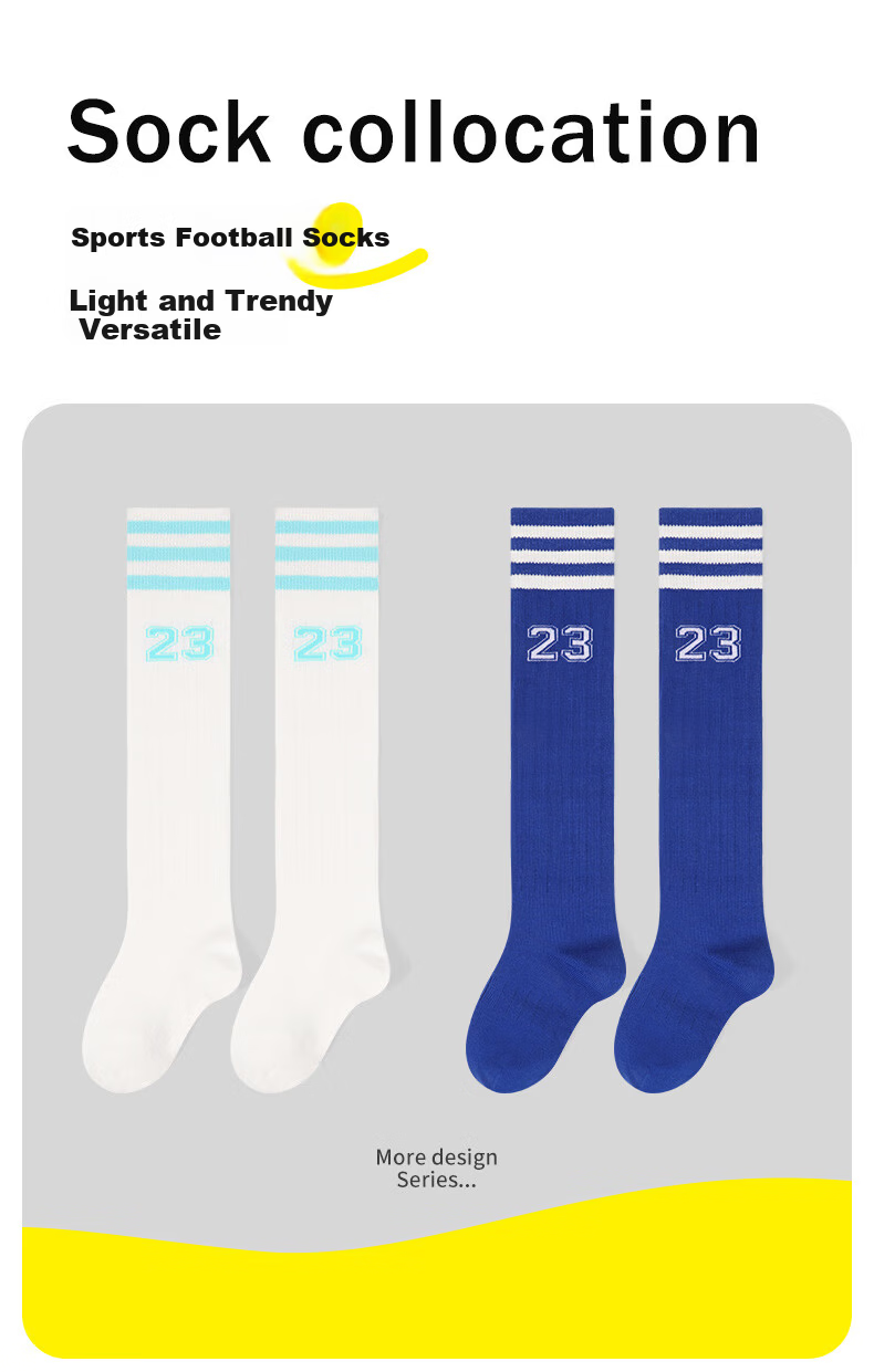 Barbie Kids Soccer Socks Spring and Autumn High Tube Sports Socks Boys Basketball Socks Mid Tube Over-the-Knee Socks White+Blue 2 Pairs Set 2