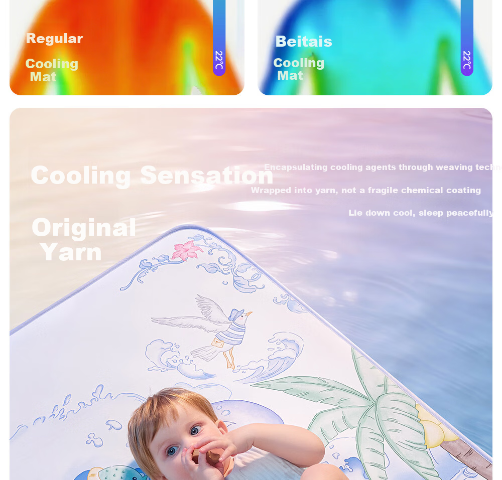 Betis Baby Cooling Mat Soft Breathable Ice Thin Pad Toddler Kindergarten Nap Mat Summer Party 120*65cm 9