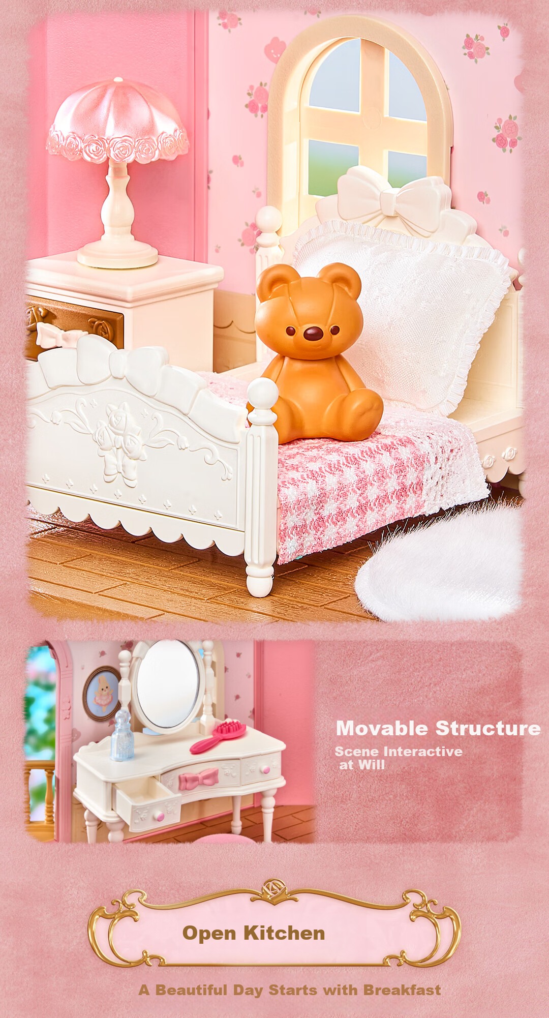 Rolife Hailey Island Rose Mansion Dollhouse Toy for Girls Birthday Children's Day Gift 5