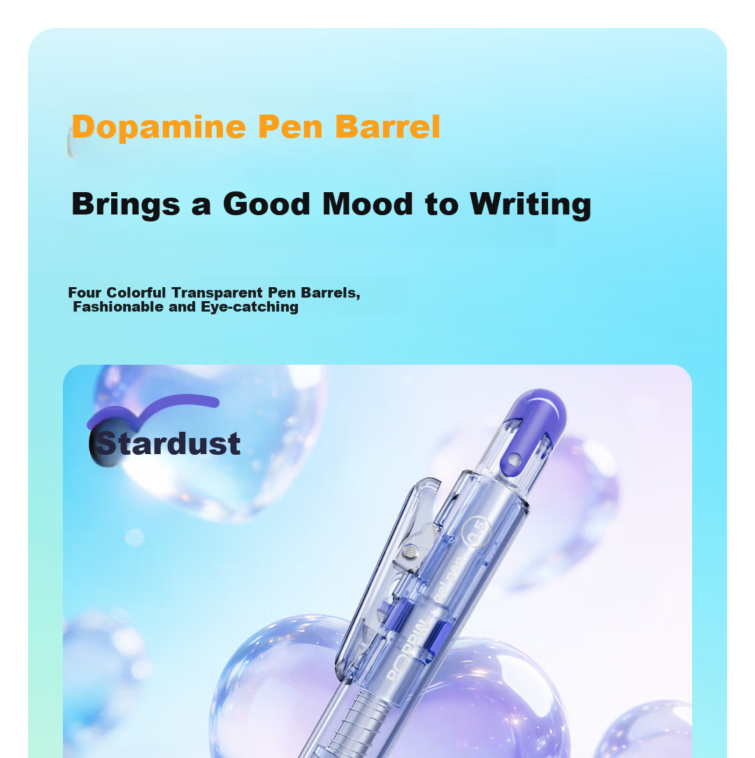 Dianshi Click Retractable 0.5mm Black Gel Pen with Dual Ballpoint Tips, High-Value Design, Student Handwriting Practice Signature Pen, Office Supplies 0208 Gray-Purple Barrel, 1 Pen 2 Refills 11