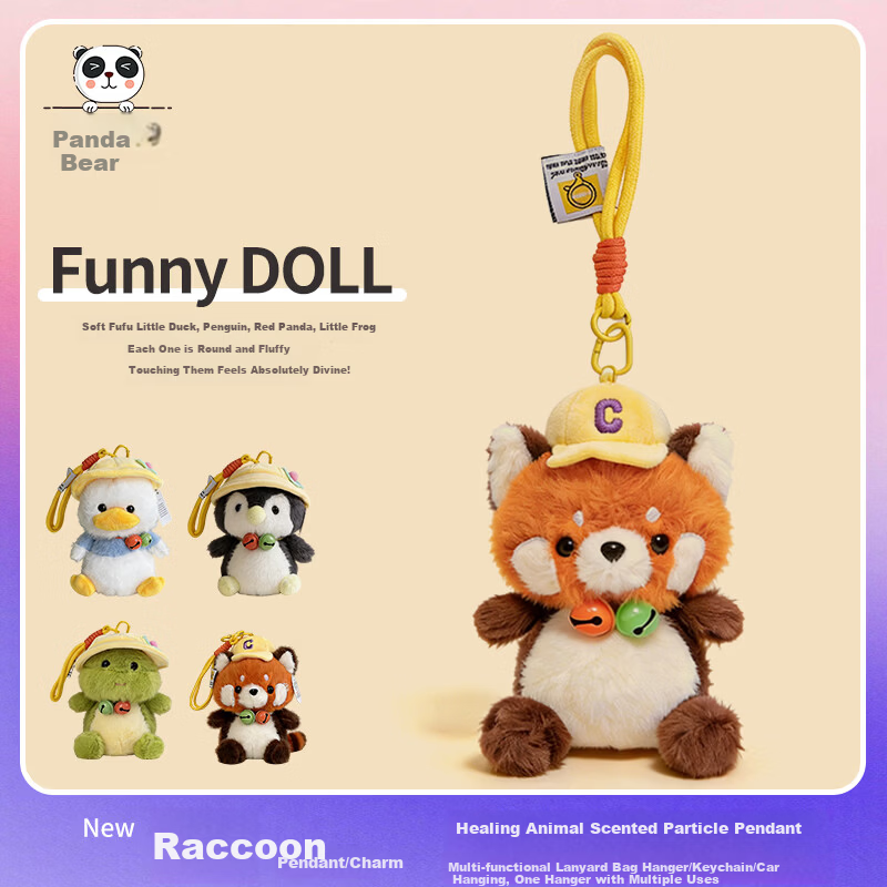 Panda Plush Doll Keychain Backpack Pendant Children's Day Gift for Boys and Girls Car Keychain Plush Toy