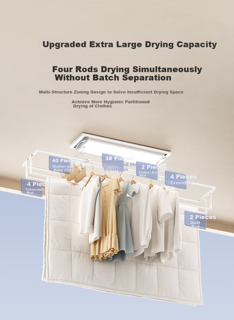 Midea Electric Clothes Drying Rack Wireless Remote Control Lift Ultra-thin Retractable Clothes Dryer Z1【Price Protection 618】 7