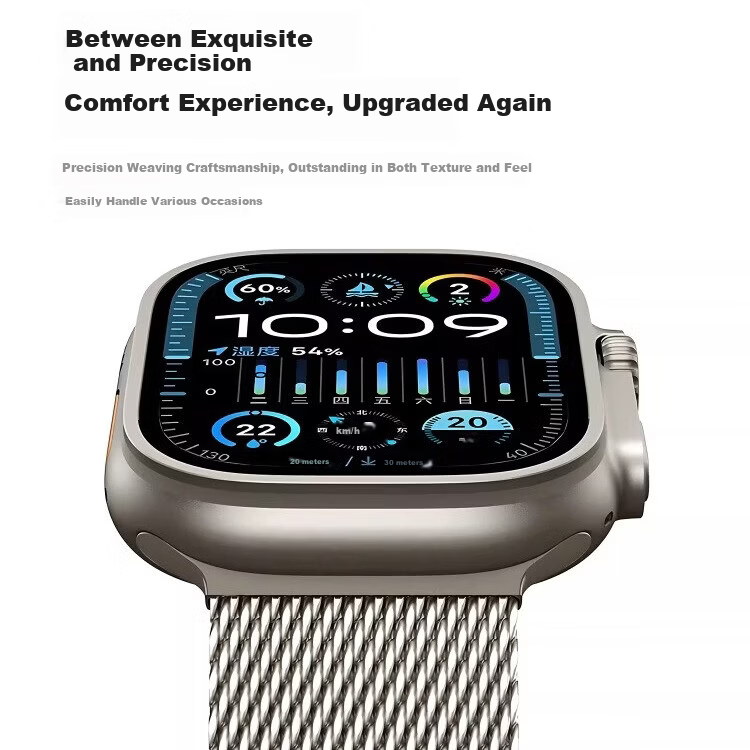 BiaodaiGe Compatible Apple Watch Band for S11/10 Large Bead Milanese Loop Strap for iWatch S8/9/SE3/Ultra3 Black