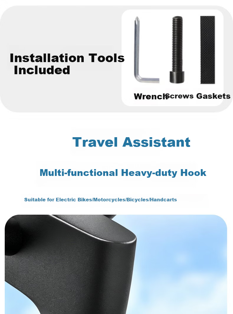 Bingyou Electric Bike Front Battery Hook Middle Front Hanging Hook No Drilling Storage Tool Universal for Helmet Backpack 1