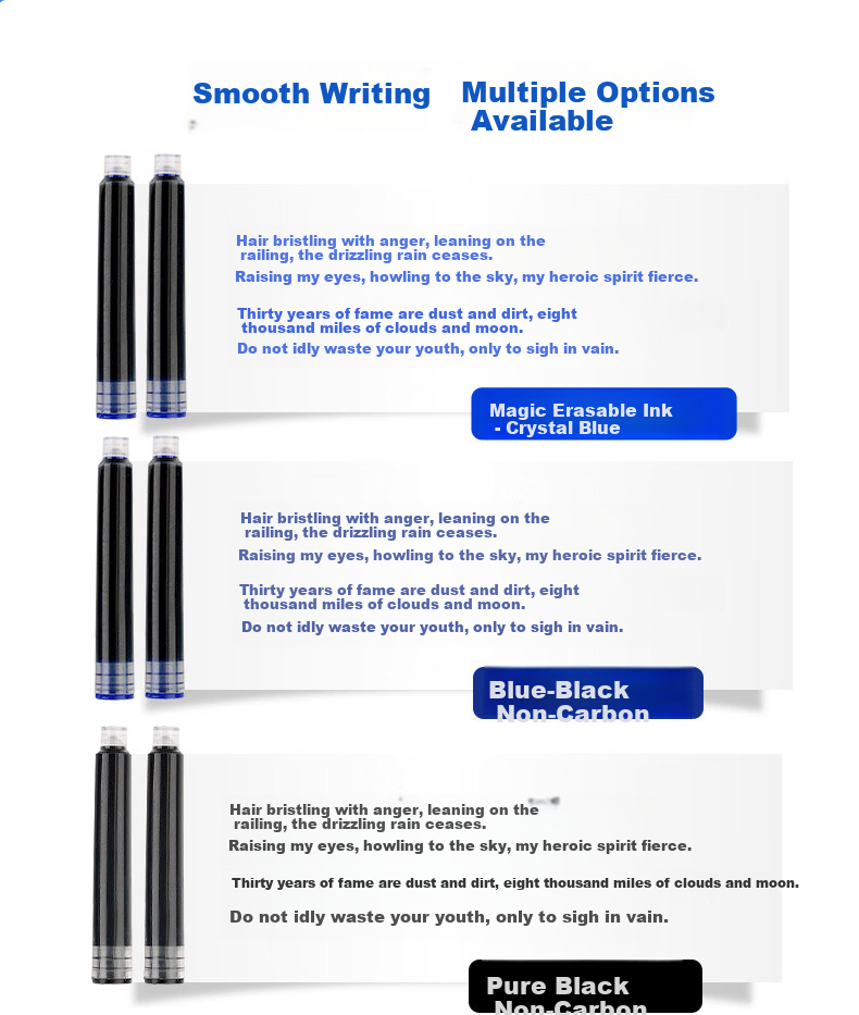 Ostrich Refillable Fountain Pen Ink Cartridges Compatible with Parker, Hero, Deli, M&G 3.4mm Fountain Pen Ink Cartridges, Ostrich Colored Ink Cartridges Boxed (10 Pieces) 3