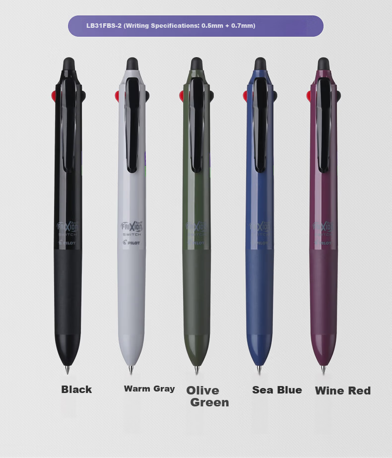 PILOT FRIXION BALL SWITCH Multi-Function Erasable Pen 3-Color 0.5 + Ballpoint Pen 0.7 LB31FBS-2-OL Olive Green 19