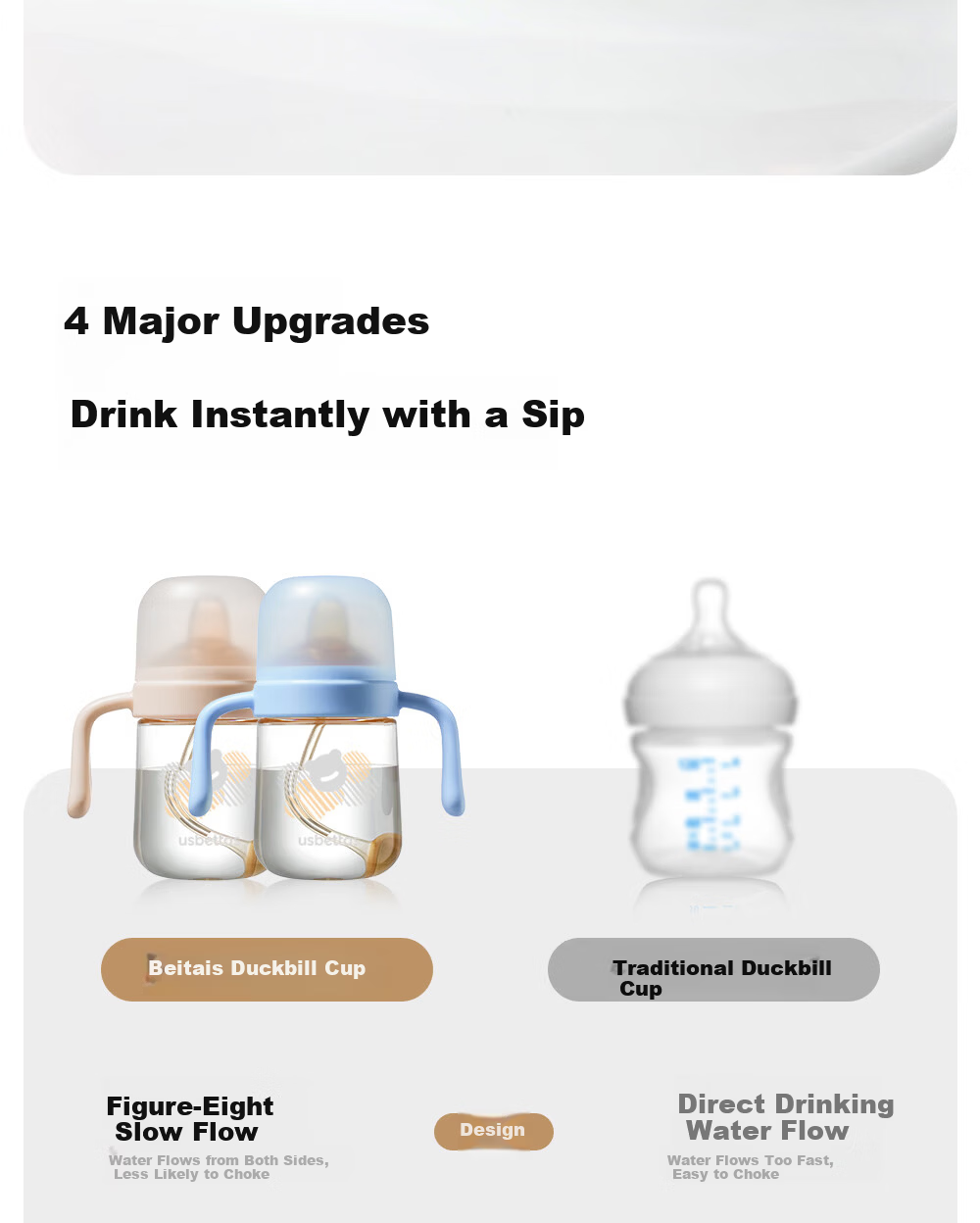 Betis Training Duckbill Cup Baby Water Bottle Infant 6 Months to 1 Year 2 Years Old Children's Direct Drinking Milk Rice 240ml 3