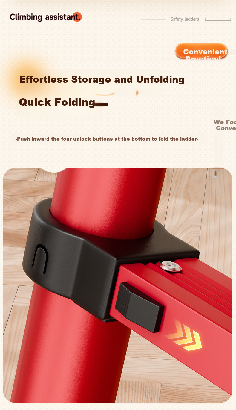 Yilinju Household Ladder Telescopic Ladder Small Lightweight A-Frame Folding Multi-Functional Staircase Engineering Ladder - S6 Red 25