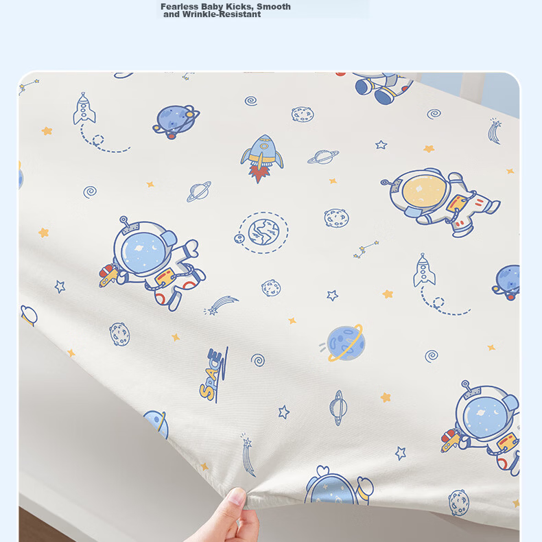 BEYONDHOME BABY Pure Cotton Fitted Sheet A-Class for Newborns and Toddlers, Cute Planet Design, 120*65cm 15