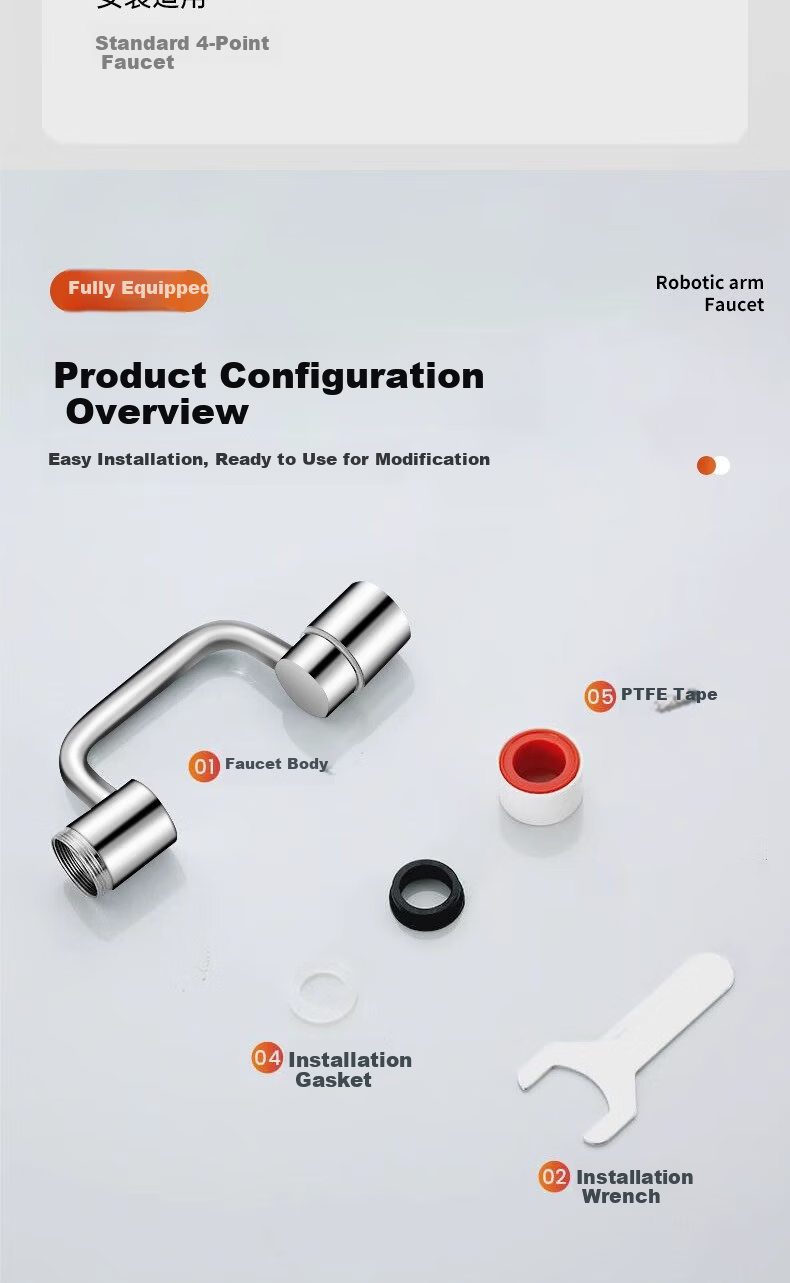 WUZORY [Germany] Faucet Extender Extension Kitchen Basin Sink Universal Rotatable Connector W137 14
