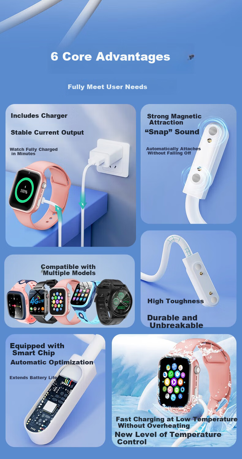 Baking Compatible Charging Cable Charger for Haoxingxing Kids Phone Watch A67 A90 H03 H07 H08 Magnetic Data Power Cable Accessories 2