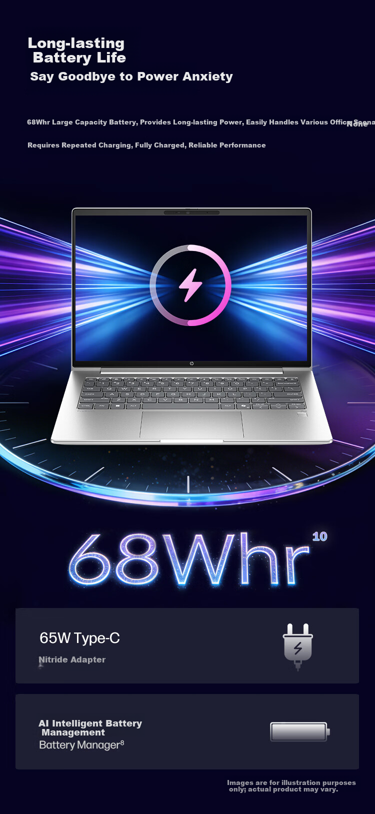 HP Zhan66 14-inch 2026 Lightweight Office Laptop Core Ultra7 256V 16GB 512GB SSD HD Eye Protection Screen 1-Year Onsite Service Military Standard Certified 5