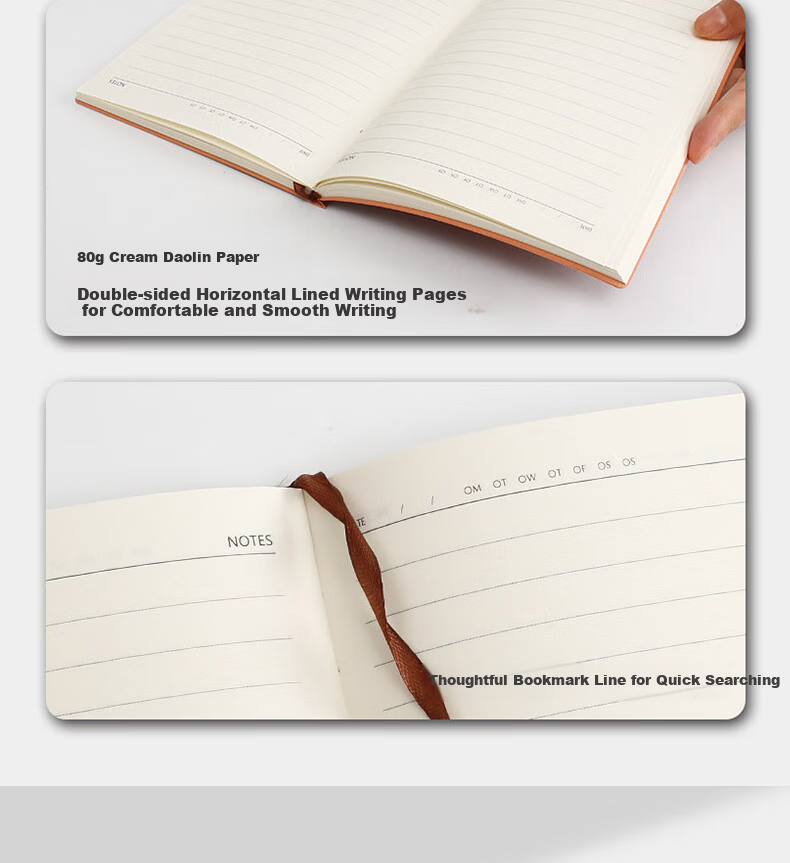 Xuchen Stationery Soft Leather B5 Black Cover Notebook 100 Sheets 200 Pages Memo Book Business Office Meeting Record Book Student Exam Writing Notebook Customizable Logo 5