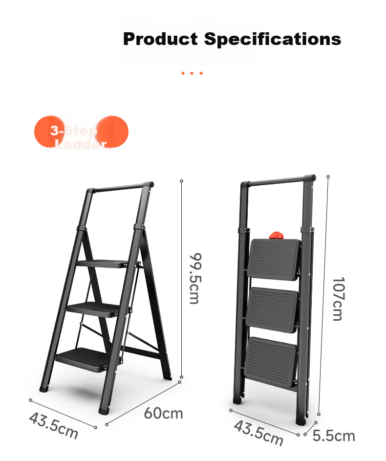 Aopeng Household Ladder Three-Step Folding Ladder Indoor Multifunctional Staircase Thickened A-Frame Single-Side Engineering Ladder 15