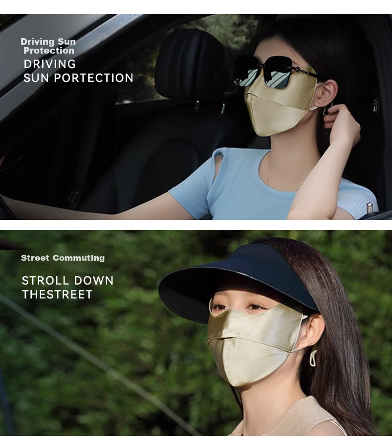 FitonTon Sunscreen Face Mask for Women 100% Mulberry Silk Summer Face Protection Sunshade UV Protection Cycling Mask 12