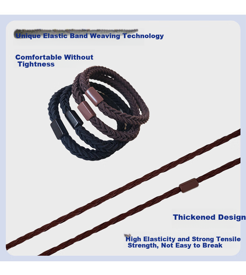 Idair High Elasticity Black Braided Hair Tie Rubber Band Durable Hair Rope for Women Birthday Gift for Girlfriend 5