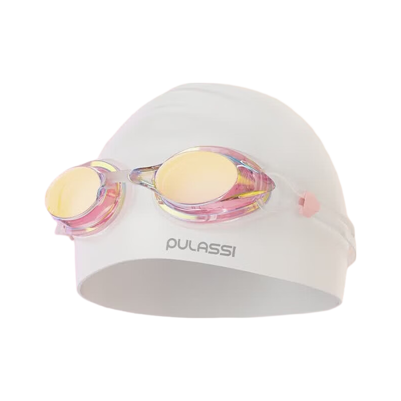 PULASSI Women's Swimming Goggles HD Anti-Fog Waterproof Comfortable Pressure-Free Professional Adult Swim Glasses Sakura White 300°