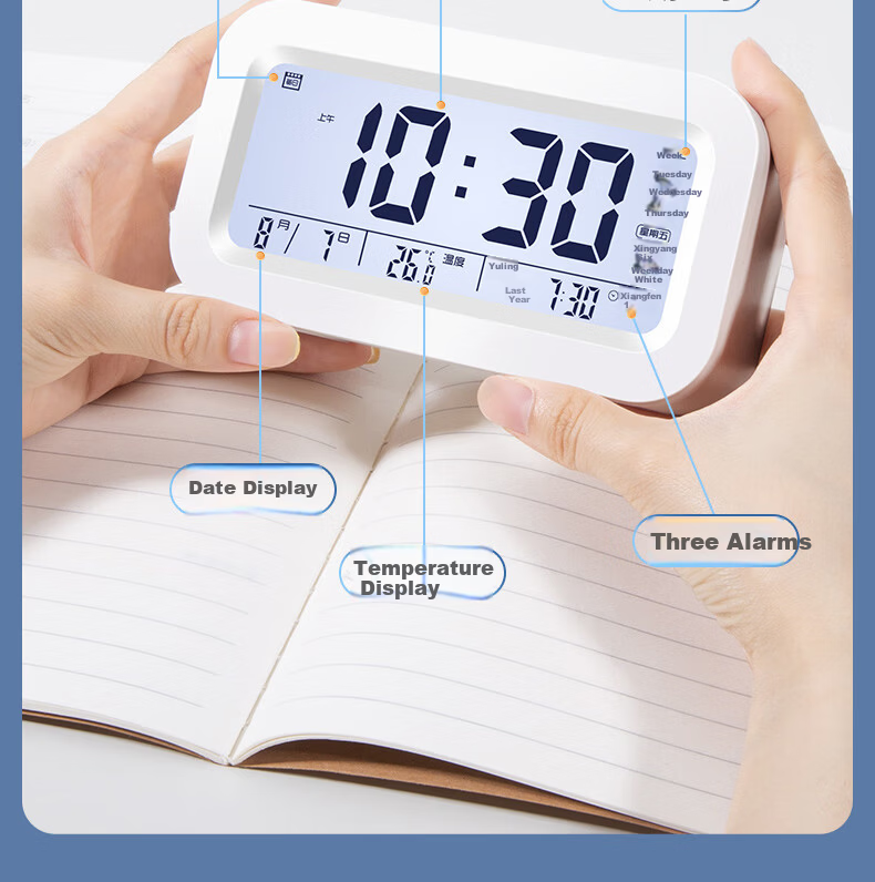 Qite Smart Alarm Clock Multifunctional 2026 New Student Wake-Up Device Temperature Display Snooze Electronic Desktop Clock Gift for Middle and High School Students Children's Day 23