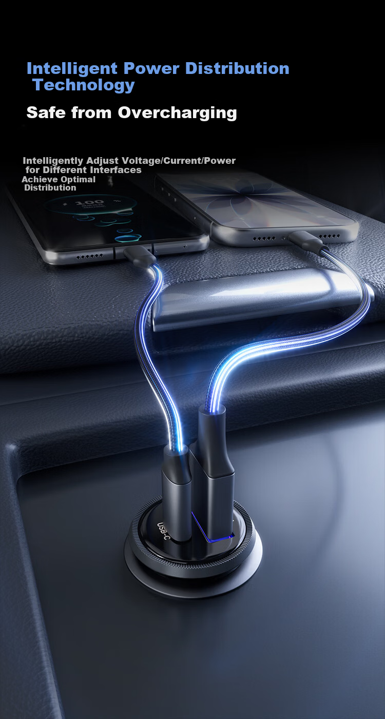 JD Jingzao 136W Super Fast Car Charger 3-in-1 Cigarette Lighter Adapter PD100W Compatible with Apple 17, Huawei, Xiaomi, Laptop, Tablet 7
