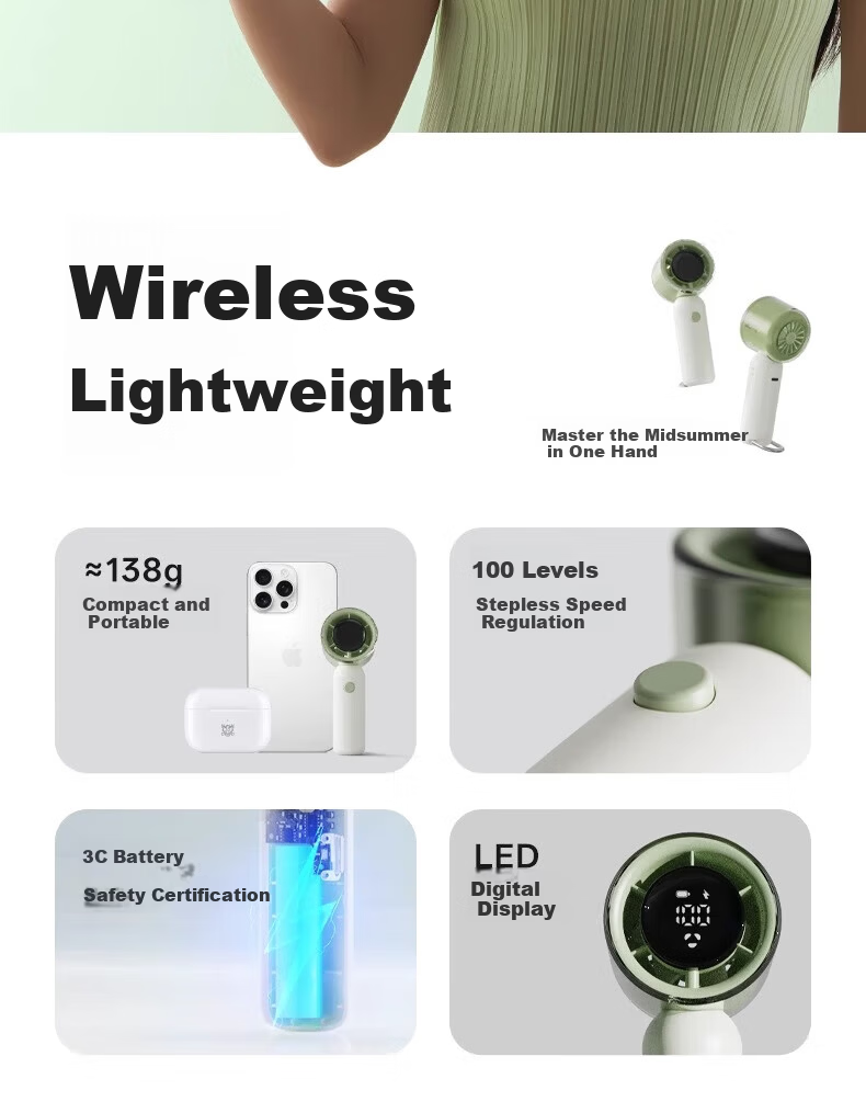 Bear Handheld Mini Portable Fan High-Speed Travel Outdoor Small Cooling Fan DFS-L05C1 Lightweight Portable 13.5H Long Battery Life 2
