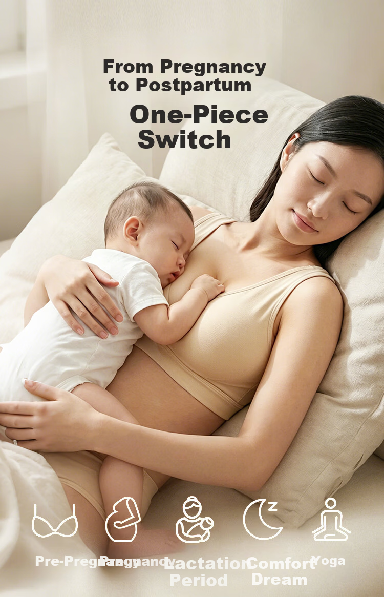 Aibao Comfortable Nursing Bra Maternity Breastfeeding Postpartum Sleep Bra Wireless Vest XL Size M500 4