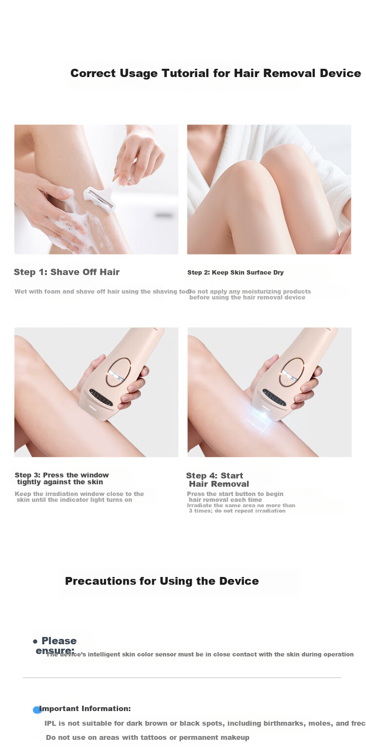 Mujin ICE Sapphire 3-in-1 Hair Removal Device - Painless Ice Point Intelligent Skin Analysis for Full Body, Private Areas, and Underarms - Effective on Coarse Beard Hair - Price Guaranteed for 618 12