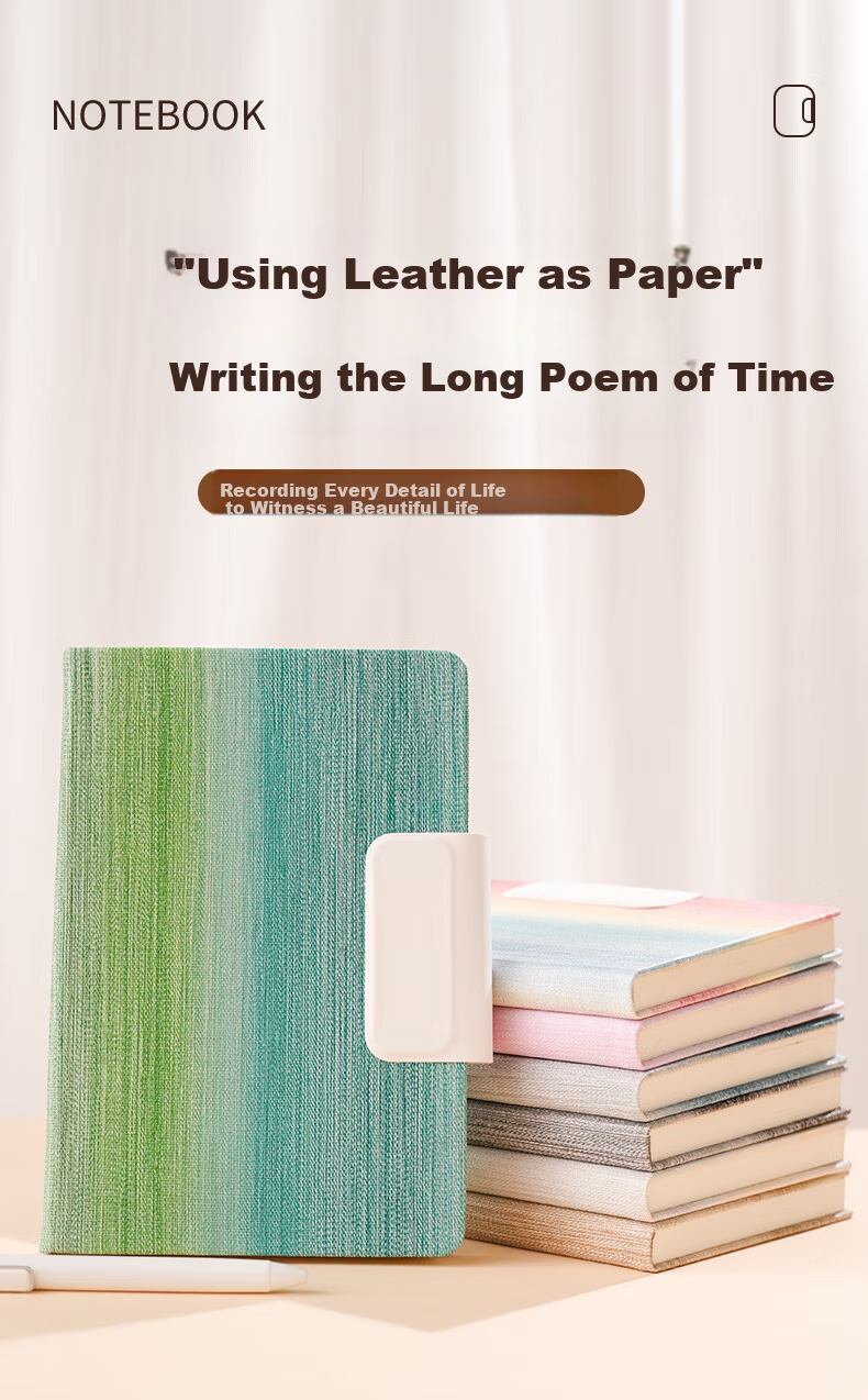 Wen'ao A5 Stylish Creative Gradient Rainbow Magnetic Closure Notebook Student Exam Self-Discipline Punch Card Memo Office Work Journal Light Purple 1