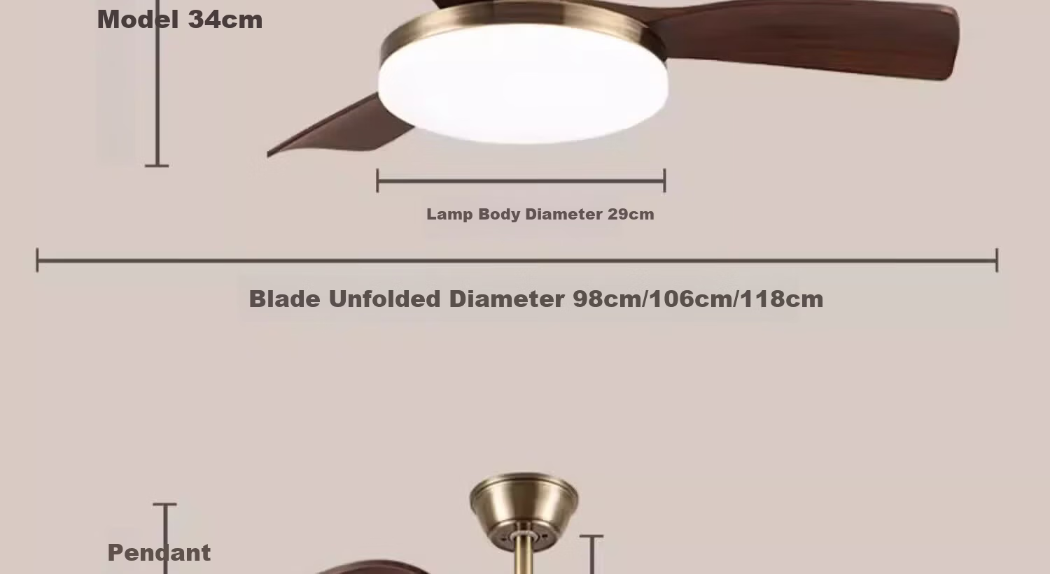AUX Ceiling Fan Light Integrated Inverter High Wind Quiet Fan Lamp Living Room Ceiling Light 23