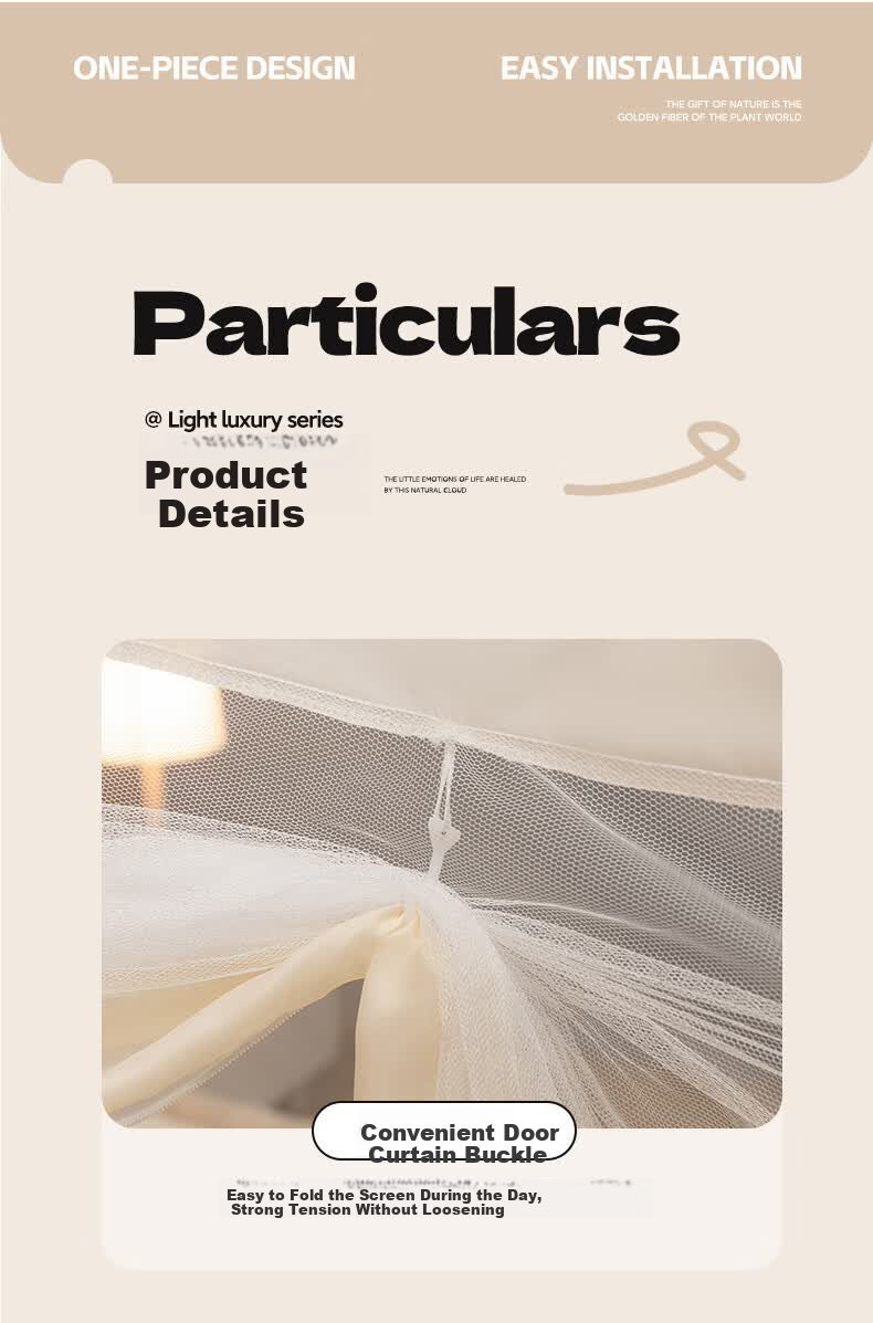 MUJI Type A No-Installation Anti-Fall Mosquito Net Double Door Folding Mongolian Tent Mosquito Net for 1.5x2m Bed [Dense Mesh] 10