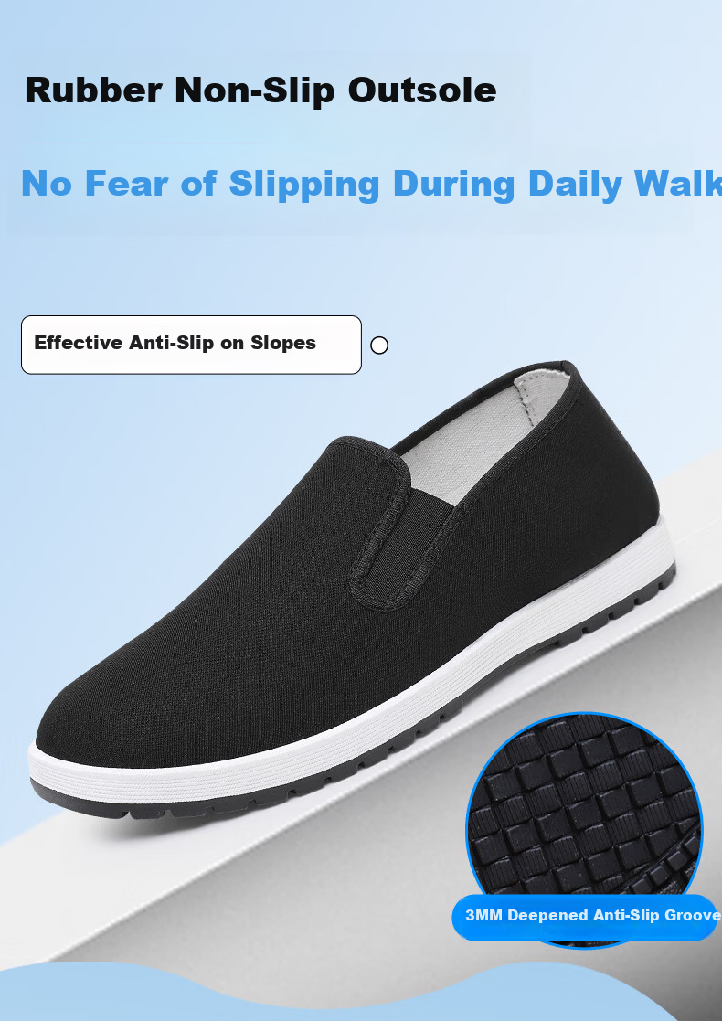 Yidisen Old Beijing Cloth Shoes Men Official Authentic High Elastic Soft Sole Mugwort Deodorant Wear-Resistant Non-Slip Work Shoes Black 41 9